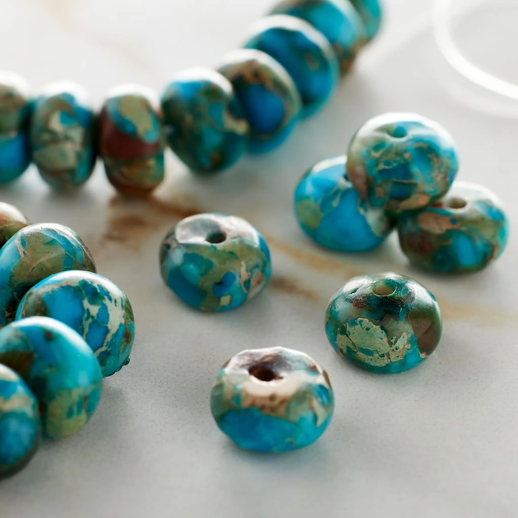 Brand new 🥰 Bead Landing® Aqua Serpentine Rondelle Beads, 8mm ✨ 4 Brand new 🥰 Bead Landing® Aqua Serpentine Rondelle Beads, 8mm ✨ - Image 2