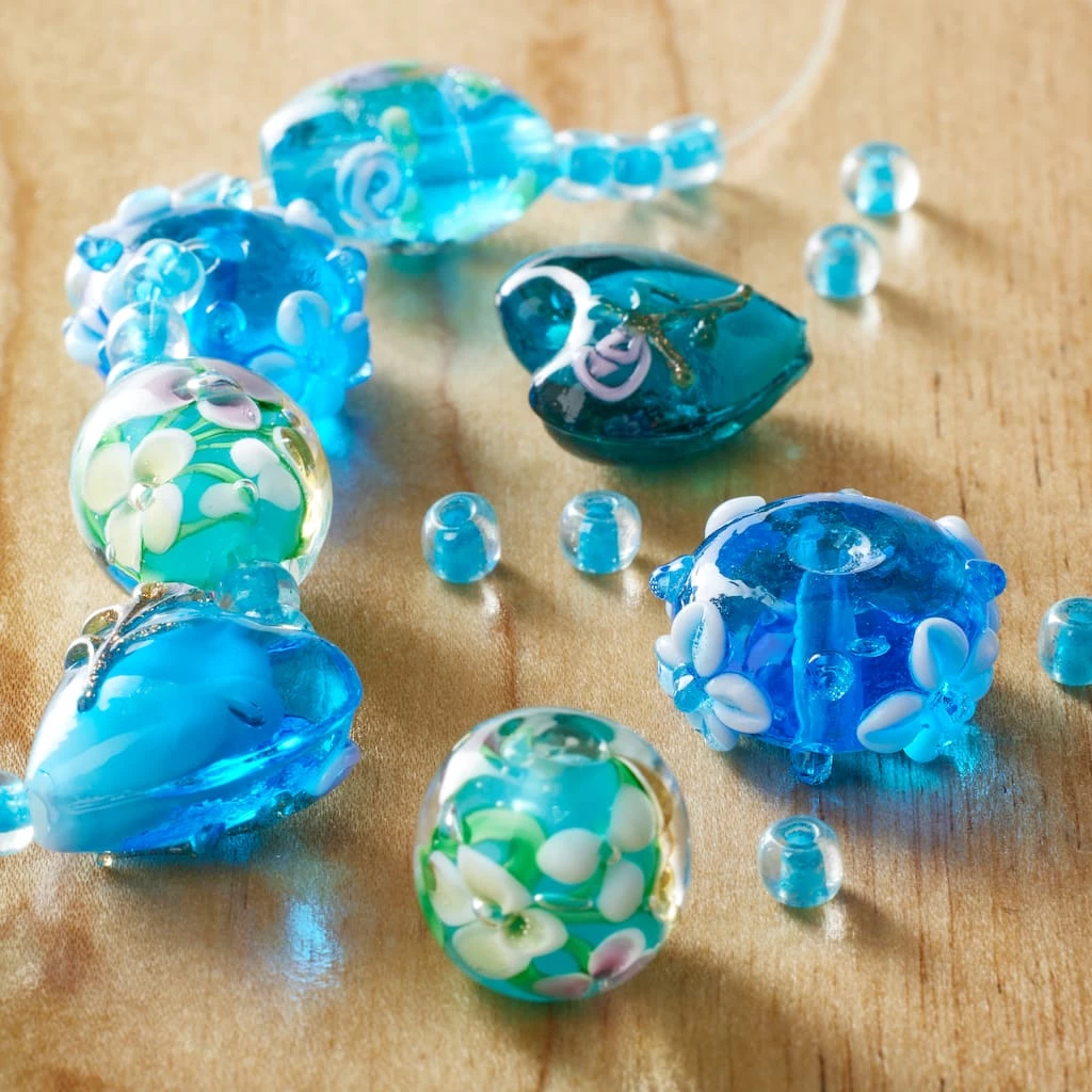 Deals 👏 Aqua Heart & Flower Lampwork Glass Beads by Bead Landing™ 👏 4 Deals 👏 Aqua Heart & Flower Lampwork Glass Beads by Bead Landing™ 👏 - Image 2