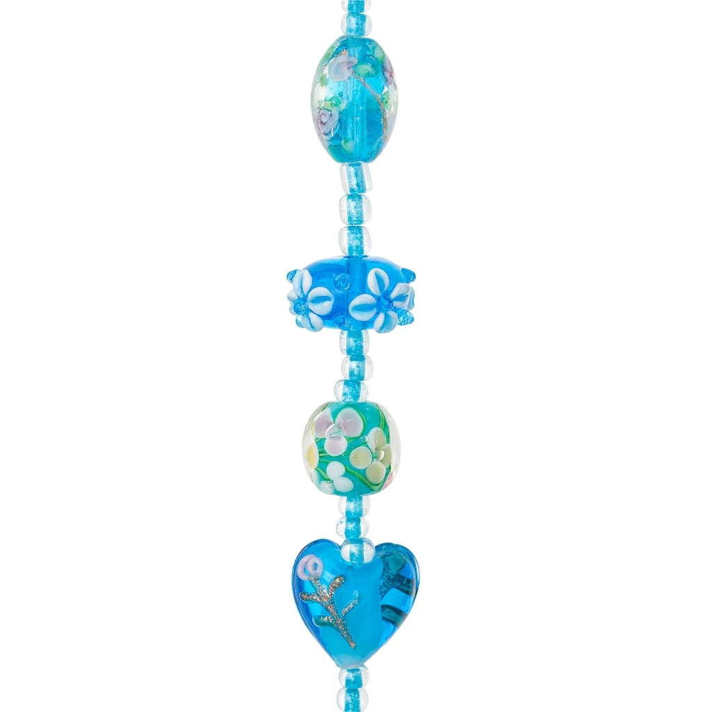 Deals 👏 Aqua Heart & Flower Lampwork Glass Beads by Bead Landing™ 👏 3 Deals 👏 Aqua Heart & Flower Lampwork Glass Beads by Bead Landing™ 👏