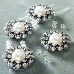 New ⌛ Silver Faux Pearl Flower Sliders, 25mm by Bead Landing™ ⭐ -Deals Bead Landing Store 10322693 20