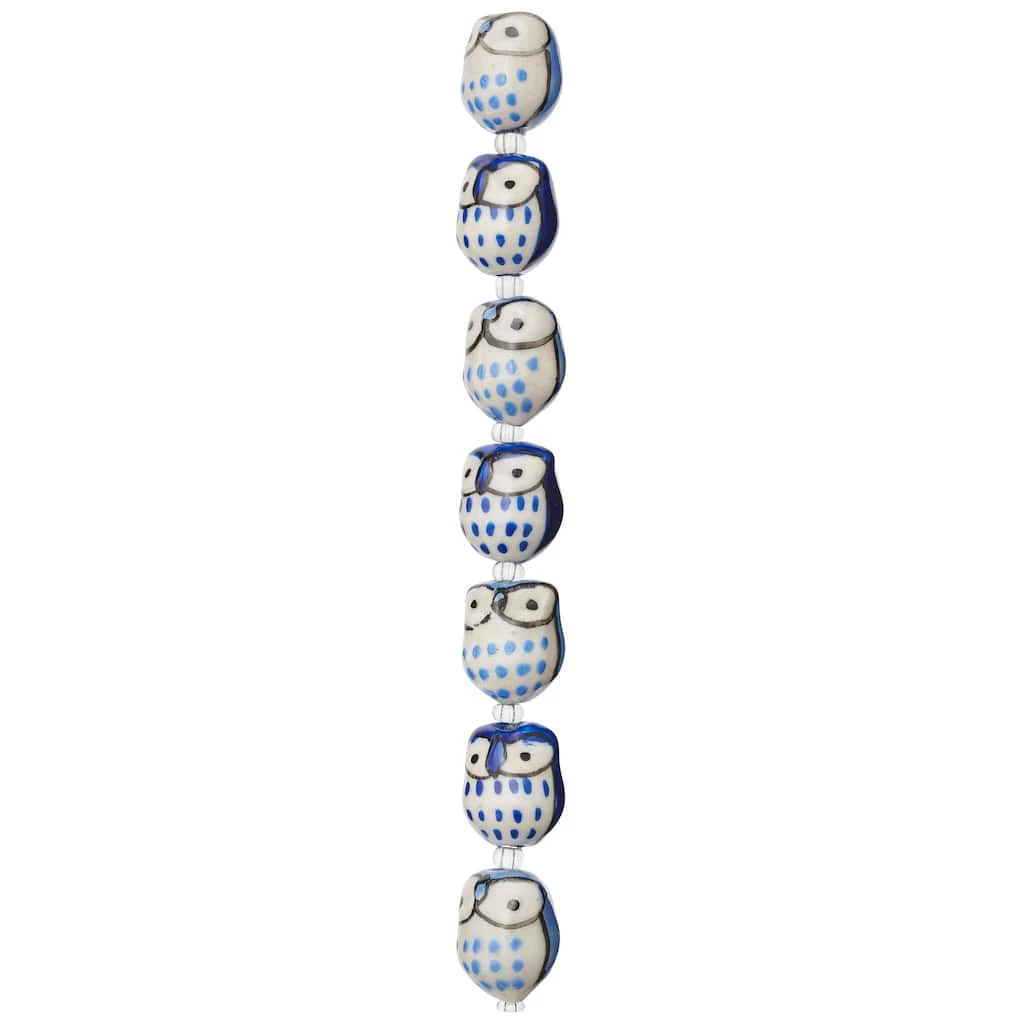 New ๐ Blue Mix Ceramic Owl Beads, 15mm by Bead Landing™ ๐ฏ 5 New ๐ Blue Mix Ceramic Owl Beads, 15mm by Bead Landing™ ๐ฏ - Image 3