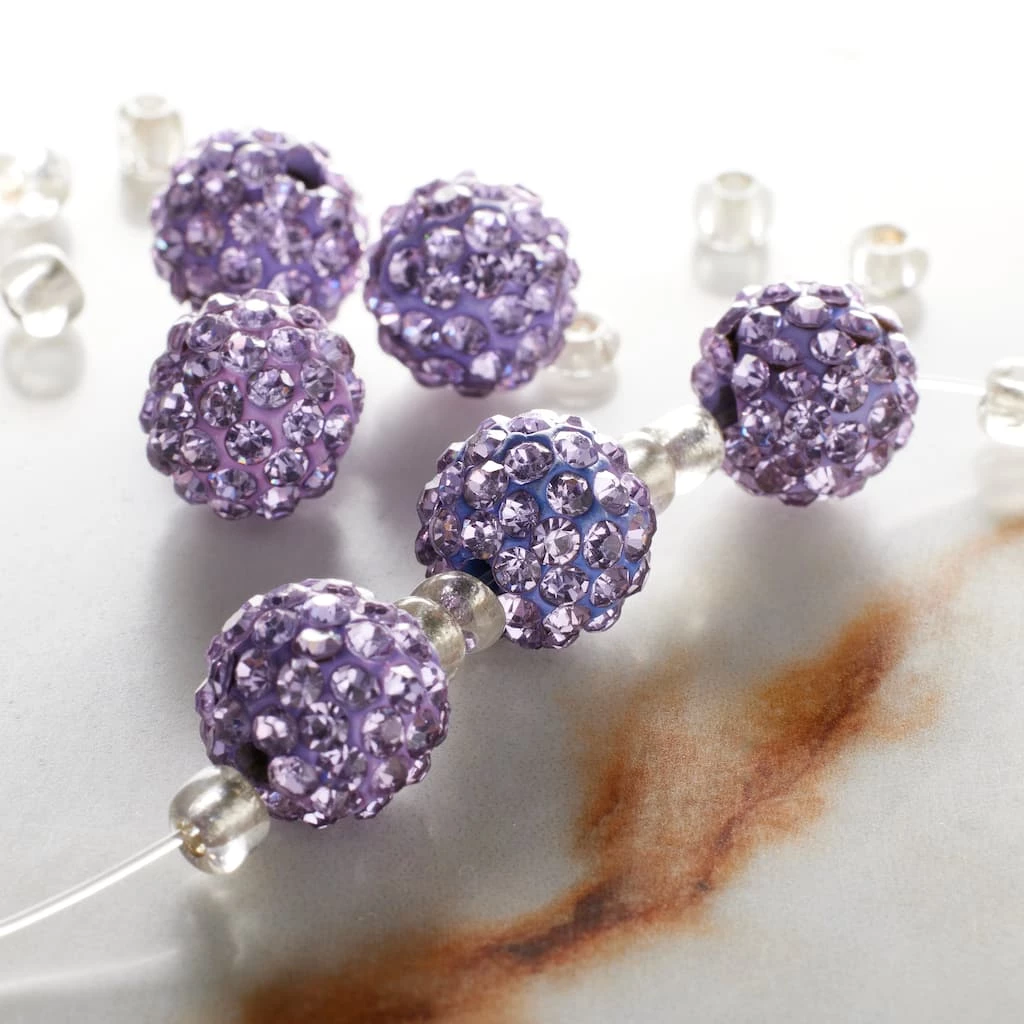 Best deal 😉 Lavender Rhinestone Studded Round Beads, 10mm by Bead Landing™ 💯 4 Best deal 😉 Lavender Rhinestone Studded Round Beads, 10mm by Bead Landing™ 💯 - Image 2