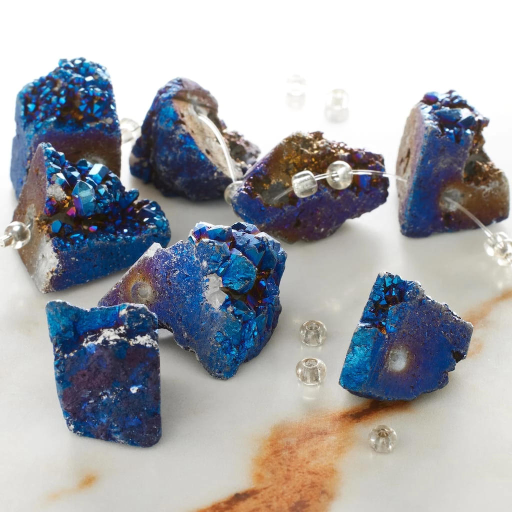 Promo ✔️ Blue Iridescent Druzy Agate Chunks by Bead Landing™ 🎁 4 Promo ✔️ Blue Iridescent Druzy Agate Chunks by Bead Landing™ 🎁 - Image 2