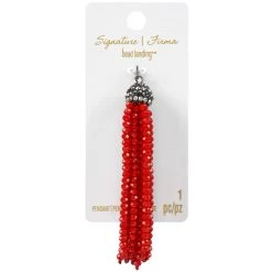 Hot Sale 😀 Signature Color Shop Red Beaded Tassel Pendant By Bead Landing™ 🤩
