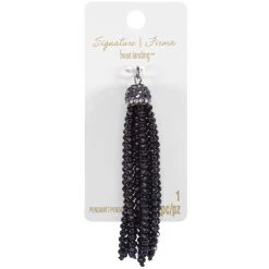 Brand new 👍 Signature Color Shop Black Beaded Tassel Pendant By Bead Landing™ ⌛