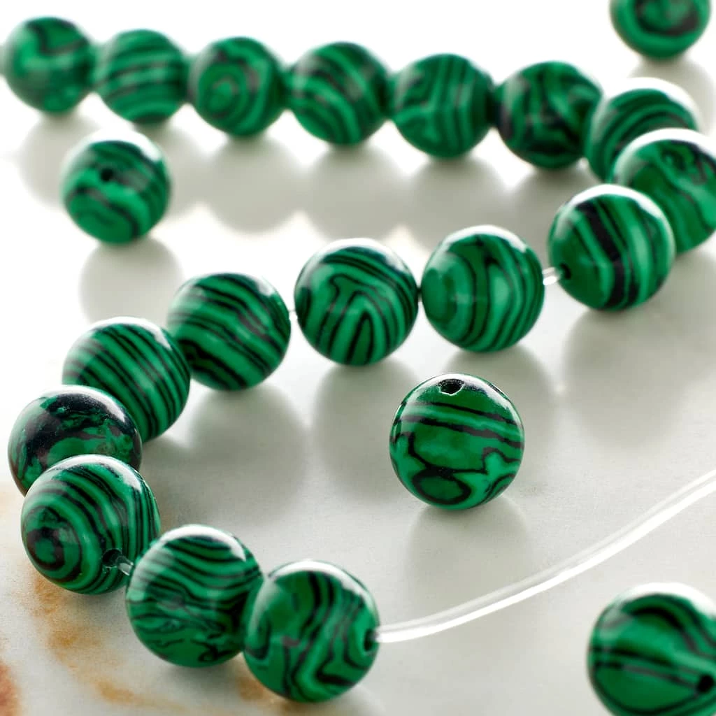 Flash Sale 😀 Green Simulated Malachite Round Beads, 10mm by Bead Landing™ 👍 4 Flash Sale 😀 Green Simulated Malachite Round Beads, 10mm by Bead Landing™ 👍 - Image 2