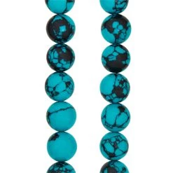 Coupon 🎁 Turquoise & Black Reconstituted Stone Round Beads, 10mm by Bead Landing™ 🔥