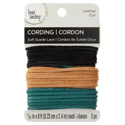 Cheap 👏 Black, Toast and Green Soft Leather Lace Cording By Bead Landing™ 👏