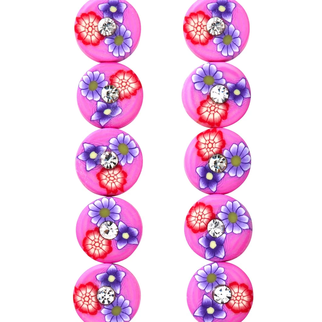 Deals ✨ Pink Flower Rhinestone Clay Lentil Beads, 10mm by Bead Landing™ 🥰 3 Deals ✨ Pink Flower Rhinestone Clay Lentil Beads, 10mm by Bead Landing™ 🥰