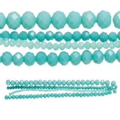 Outlet 🎉 Aqua Faceted Glass Rondelle Bead Strings by Bead Landing™ 💯