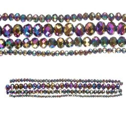 Wholesale ⌛ 12 Packs: 4 ct. (48 total) Black Aurora Borealis Faceted Glass Rondelle Bead Strands by Bead Landing™ 🥰