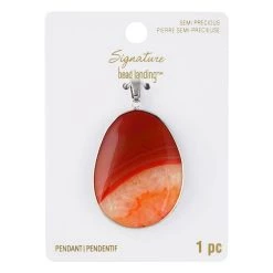 Budget 🔔 Signature Color Shop Orange Agate Stone Pendant By Bead Landing™ 👍