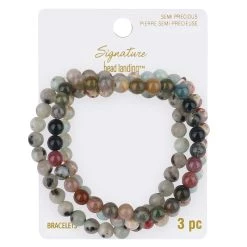Hot Sale ✨ 6 Packs: 3 ct. (18 total) Signature Color Shop Fancy Jasper, Kiwi & Serpentine Beaded Bracelets by Bead Landing™ ⌛