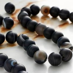 Buy 🥰 Matte Black & Brown Striped Agate Round Beads, 8mm by Bead Landing™ 💯 -Deals Bead Landing Store 10549756 20