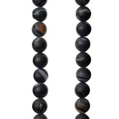 Buy 🥰 Matte Black & Brown Striped Agate Round Beads, 8mm by Bead Landing™ 💯