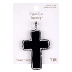 New 😉 Signature Color Shop Black Agate Cross Pendant by Bead Landing™ 🥰