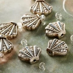 Discount 👍 Rhodium Antique Metal Scallop Beads, 15mm by Bead Landing™ 🎉 -Deals Bead Landing Store 10594032 20
