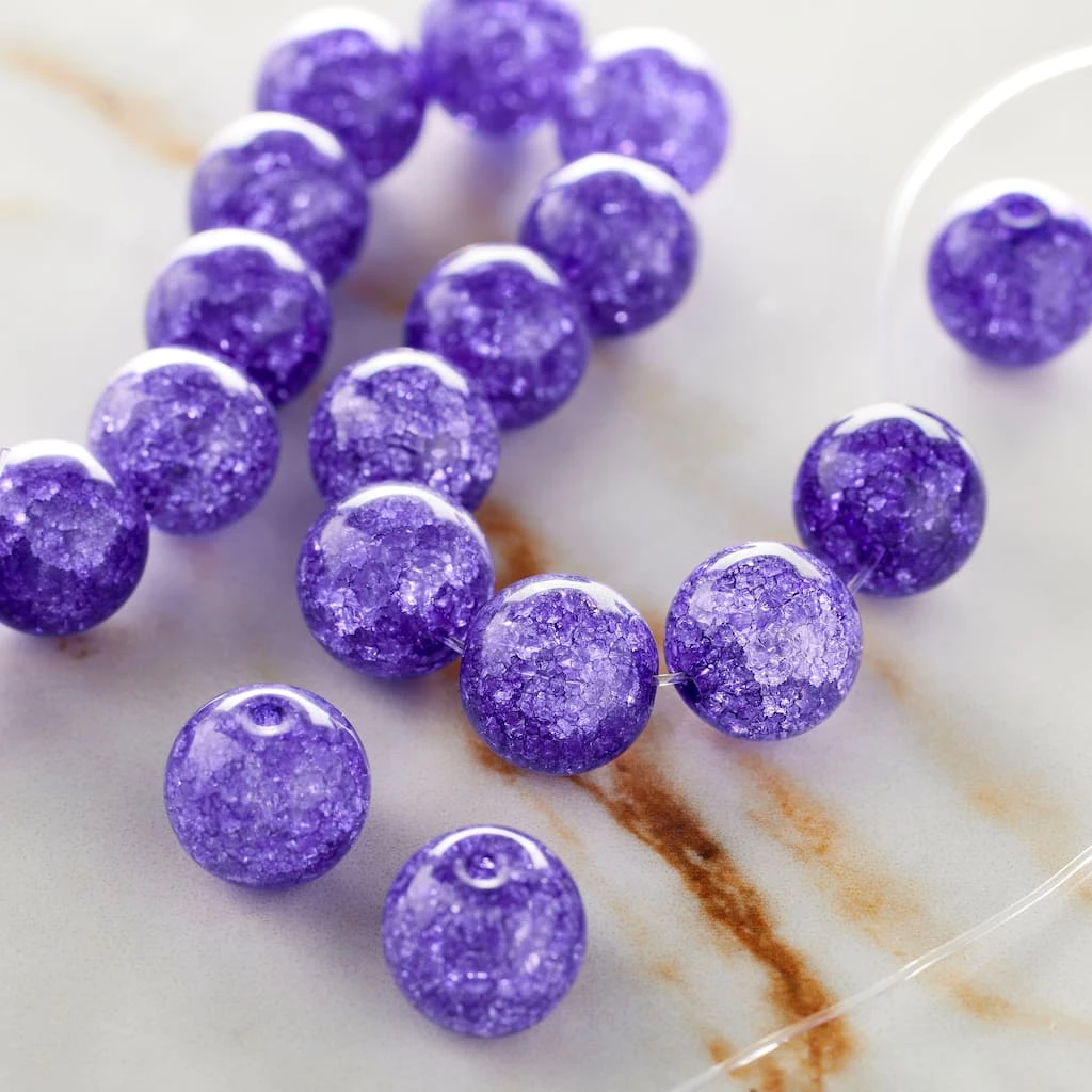 Discount π Purple Crackled Quartz Round Beads, 10mm by Bead Landing™ π 4 Discount π Purple Crackled Quartz Round Beads, 10mm by Bead Landing™ π - Image 2