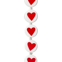 Best Pirce 🔔 Red & White Ceramic Heart Beads, 16mm by Bead Landing™ ⭐