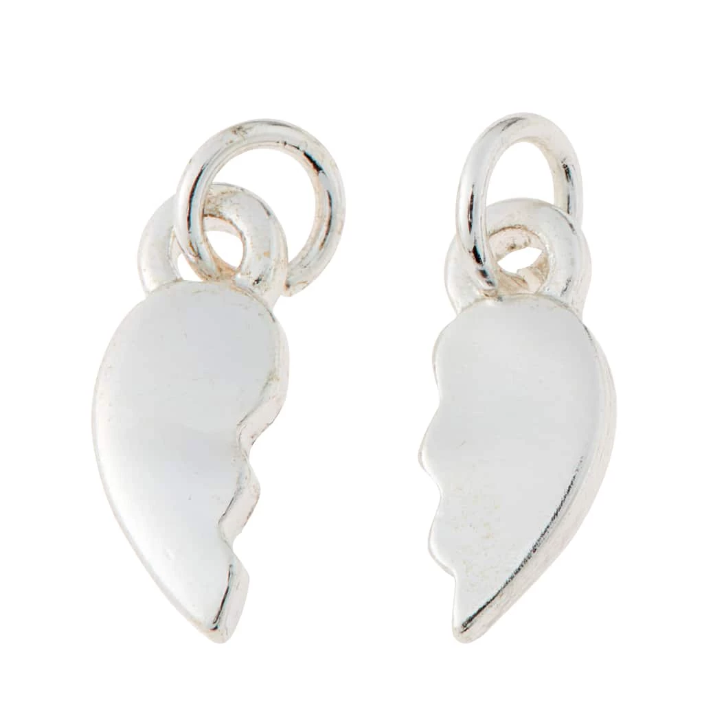 Cheapest 💯 Charmalong™ Silver Plated Half Heart Charms by Bead Landing™ ❤️ 3 Cheapest 💯 Charmalong™ Silver Plated Half Heart Charms by Bead Landing™ ❤️