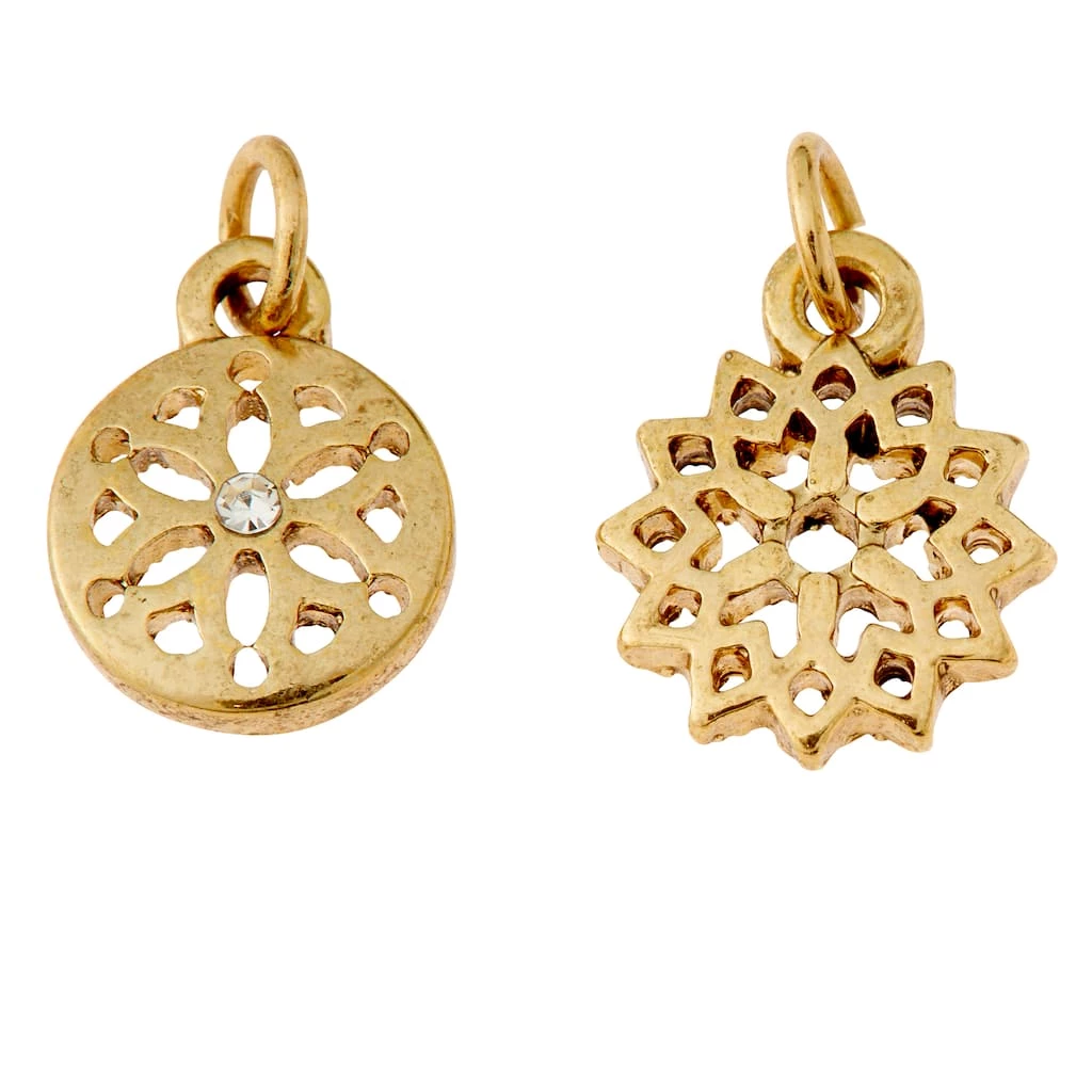 Wholesale ⌛ Charmalong™ 14K Gold Plated Geometric Flower Charms by Bead Landing™ ⭐ 3 Wholesale ⌛ Charmalong™ 14K Gold Plated Geometric Flower Charms by Bead Landing™ ⭐