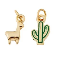 Outlet 😍 Charmalong™ 14k Gold Plated Llama & Cactus Charms by Bead Landing™ 🌟