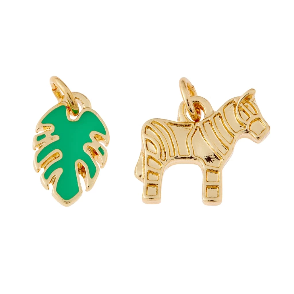 Deals ๐ Charmalong™ 14K Gold-Plated Safari Leaf & Zebra Charms by Bead Landing™ ๐ 3 Deals ๐ Charmalong™ 14K Gold-Plated Safari Leaf & Zebra Charms by Bead Landing™ ๐