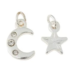 Best Sale 😉 Charmalong™ Silver-Plated Moon & Star Charms by Bead Landing™ 🧨