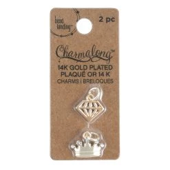 New 🥰 Charmalong™ 14K Gold Crown & Diamond Charms by Bead Landing™ 🥰 -Deals Bead Landing Store 10630861 1