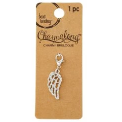 Best deal 👍 Charmalong™ Stone Pave Rhodium Wing Charm by Bead Landing™ ❤️
