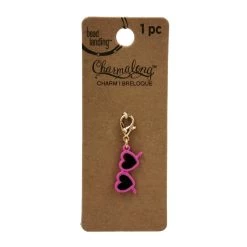 Wholesale 🤩 12 Pack: Charmalong™ Pink Heart-Shaped 👓 Sunglasses Charm by Bead Landing™ ✔️