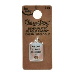 Flash Sale 🌟 Charmalong™ Silver Plated For God So Loved the World Charm by Bead Landing™ 🌟 -Deals Bead Landing Store 10633184 1