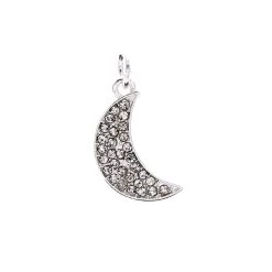 Wholesale 🎉 Charmalong™ Silver Plated Pavé Moon Charm by Bead Landing™ 😀