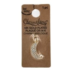 Buy 😀 Charmalong™ 14K Gold-Plated Pavé Moon Charm by Bead Landing™ ❤️ -Deals Bead Landing Store 10633189 1