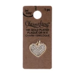 Outlet 🎉 Charmalong™ 14K Gold Plated Pavé Heart Charm by Bead Landing™ 🌟 -Deals Bead Landing Store 10633190 1