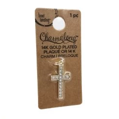 Flash Sale 🥰 Charmalong™ 14K Gold Plated Pavé Cross Charm by Bead Landing™ 🧨 -Deals Bead Landing Store 10633192 1 1