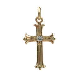 Best Pirce ❤️ Charmalong™ 14K Gold Plated Crystal Cross Charm by Bead Landing™ 🥰