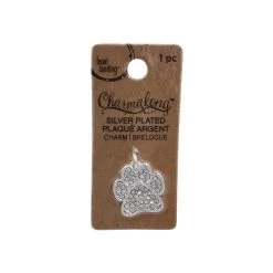Wholesale 👍 Charmalong™ Silver Plated & Stone Paved Paw Charm by Bead Landing™ 👏 -Deals Bead Landing Store 10633252 1