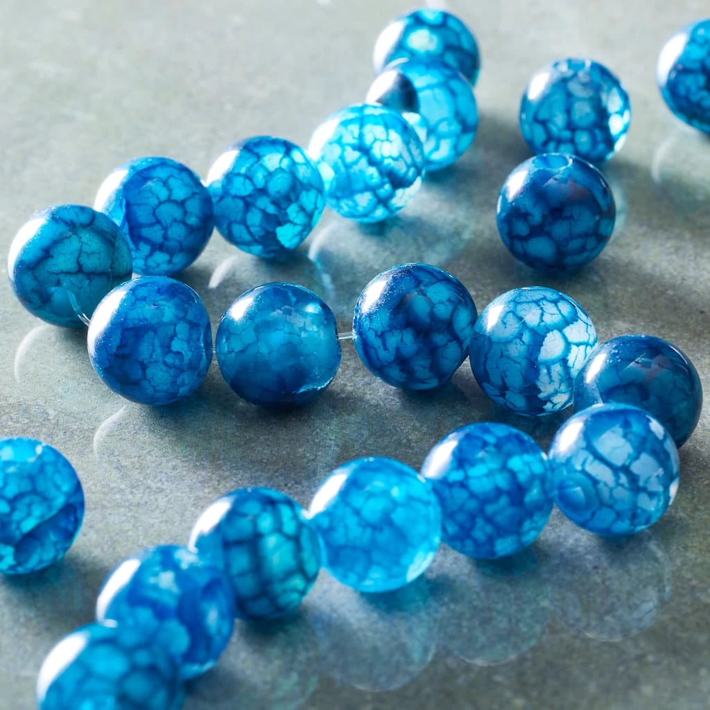 Discount ๐ Blue Crackle Agate Round Beads, 10mm by Bead Landing™ ๐ฏ 4 Discount ๐ Blue Crackle Agate Round Beads, 10mm by Bead Landing™ ๐ฏ - Image 2
