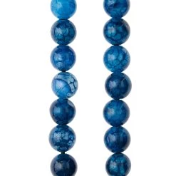 Discount 🔔 Blue Crackle Agate Round Beads, 10mm by Bead Landing™ 💯
