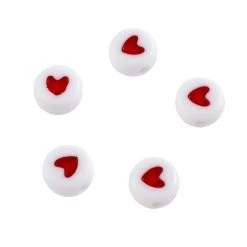 Deals 🎉 12 Pack: White & Red Heart Acrylic Circle Craft Beads, 7mm by Bead Landing™ 🤩 -Deals Bead Landing Store 10666346 1 1