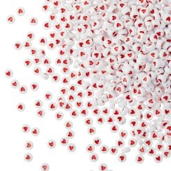 Discount 🔔 White & Red Heart Acrylic Circle Craft Beads, 7mm by Bead Landing™ 🥰