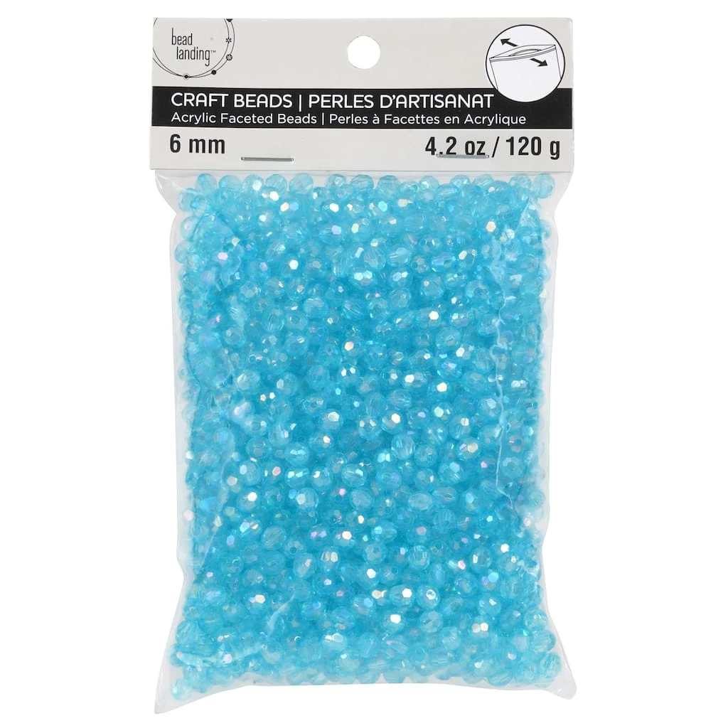 Buy 😀 12 Pack: Clear Turquoise Aurora Borealis Faceted Acrylic Round Craft Beads by Bead Landing™, 6mm ⌛ 6 Buy 😀 12 Pack: Clear Turquoise Aurora Borealis Faceted Acrylic Round Craft Beads by Bead Landing™, 6mm ⌛ - Image 4