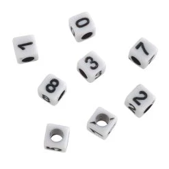 Deals Bead Landing Store 6 Buy 🔥 12 Pack: White Number Acrylic Cube Beads, 5mm by Bead Landing™ 😍
