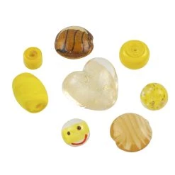 New 🎉 12 Pack: Yellow Mixed Lampwork Glass Craft Beads by Bead Landing™ 🌟