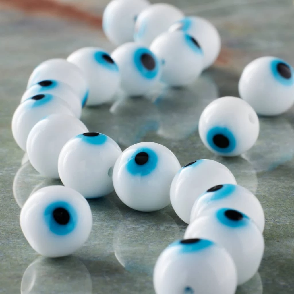 Coupon ❤️ White Evil Eye Glass Round Beads by Bead Landing™ ⭐ 4 Coupon ❤️ White Evil Eye Glass Round Beads by Bead Landing™ ⭐ - Image 2