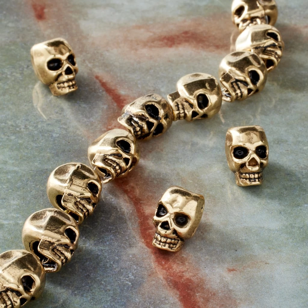 Budget ✨ Antique Gold Metal Skull Beads, 12mm by Bead Landing™ 🌟 4 Budget ✨ Antique Gold Metal Skull Beads, 12mm by Bead Landing™ 🌟 - Image 2