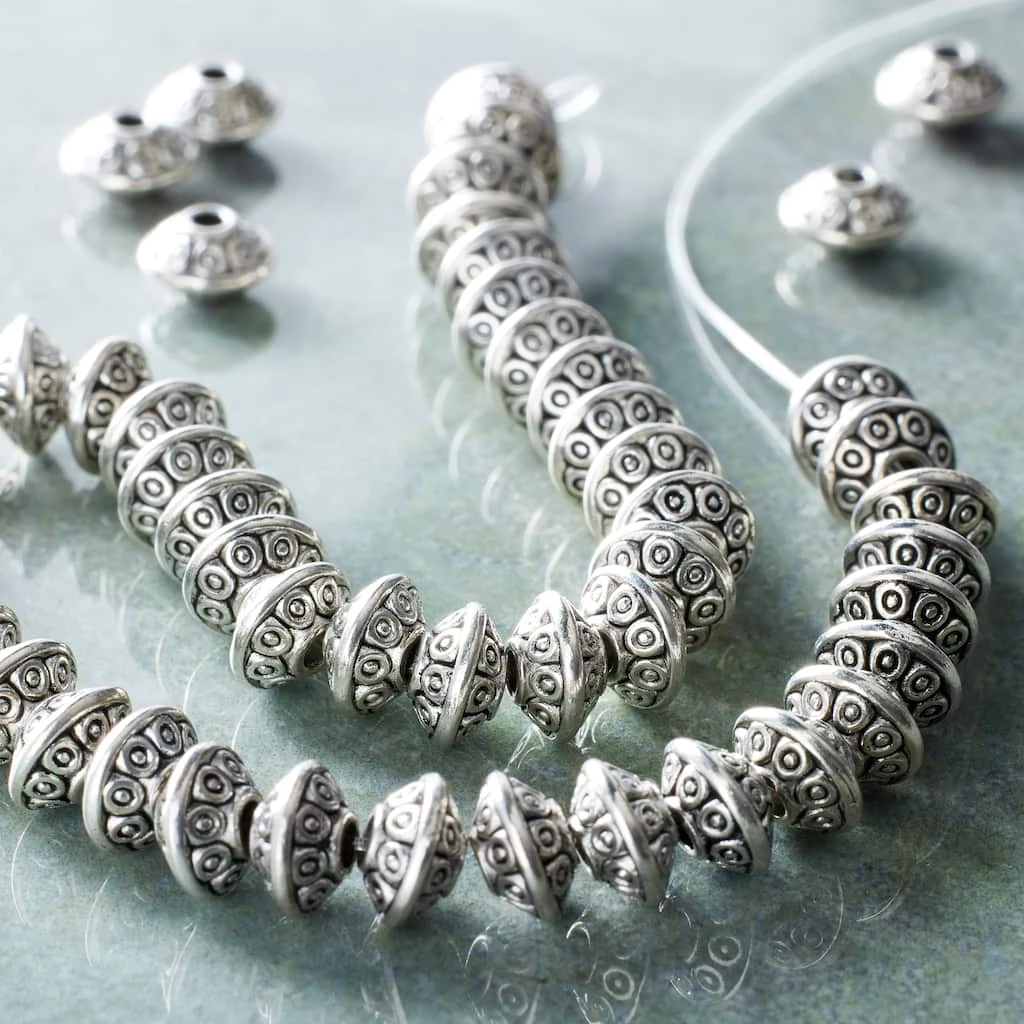 Budget 💯 12 Pack: Antique Sterling Silver Plated Rondelle Beads, 8mm by Bead Landing™ 🤩 4 Budget 💯 12 Pack: Antique Sterling Silver Plated Rondelle Beads, 8mm by Bead Landing™ 🤩 - Image 2