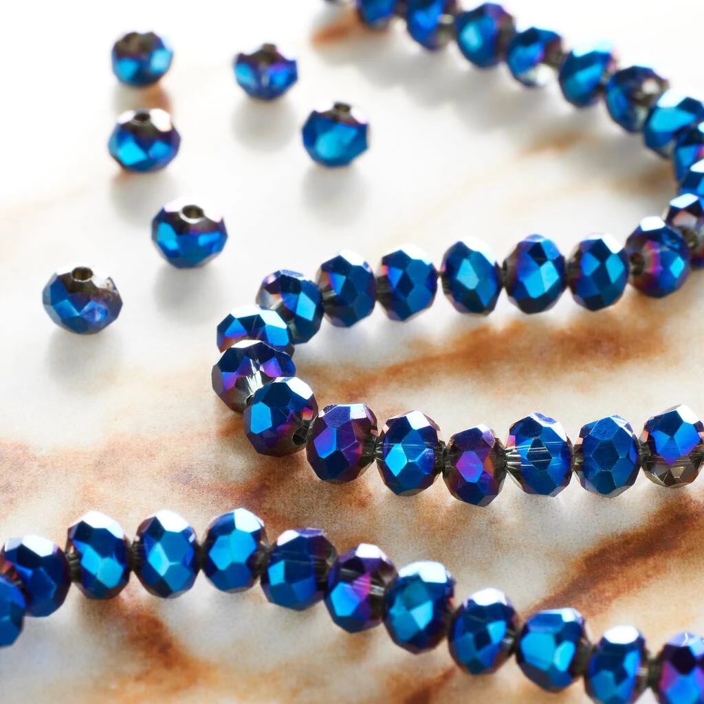 New 😍 12 Pack: Sapphire Faceted Glass Rondelle Beads, 4mm by Bead Landing™ 🥰 4 New 😍 12 Pack: Sapphire Faceted Glass Rondelle Beads, 4mm by Bead Landing™ 🥰 - Image 2