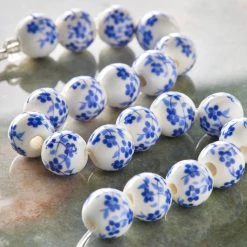 Cheap 🎉 12 Pack: Blue Daisy Ceramic Round Beads, 8mm by Bead Landing™ 🎉 -Deals Bead Landing Store MP265264 20